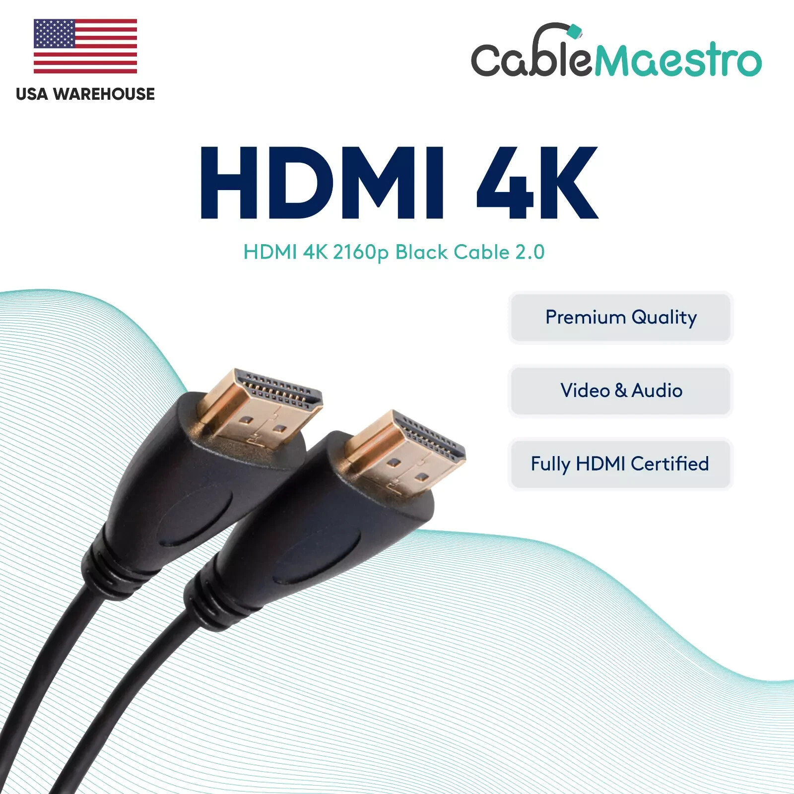 HDMI 2.0 Cable 4K 60Hz Gold Plated 1.5-50FT Multipack LOT Black