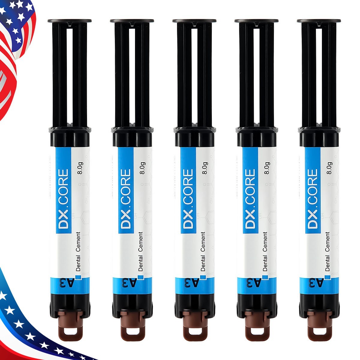 5X DENTEX Dental Dual Cure Composite Resin A3 Core Build Up Light & Self Cured