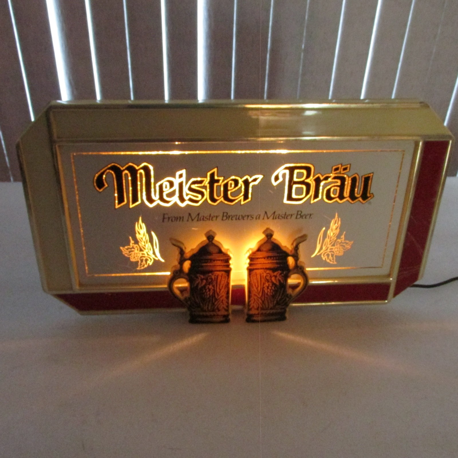 Vintage Meister Brau BEER SIGN 3D lighted 1984 20x11 Miller Brewing Vintage Meister Brau BEER SIGN 3D lighted 1984 20x11 Miller Brewing