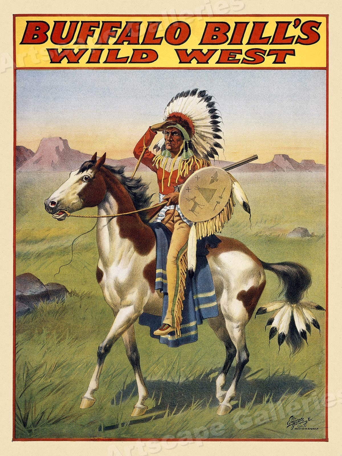 1912 Buffalo Bill\'s Wild West Show - Native American Indian Poster - 18x24
