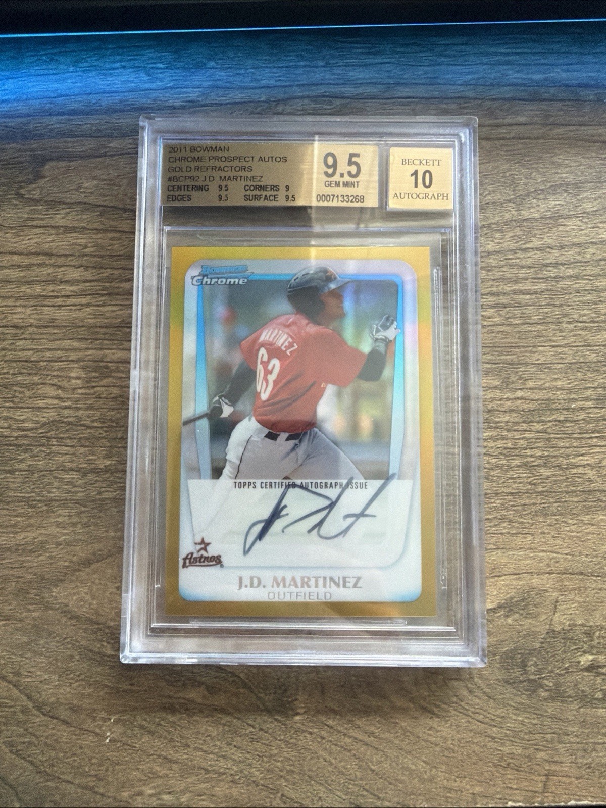 2011 Bowman Chrome Autograph J.D. Martinez Gold Refractor /50 BGS 9.5 Auto 10