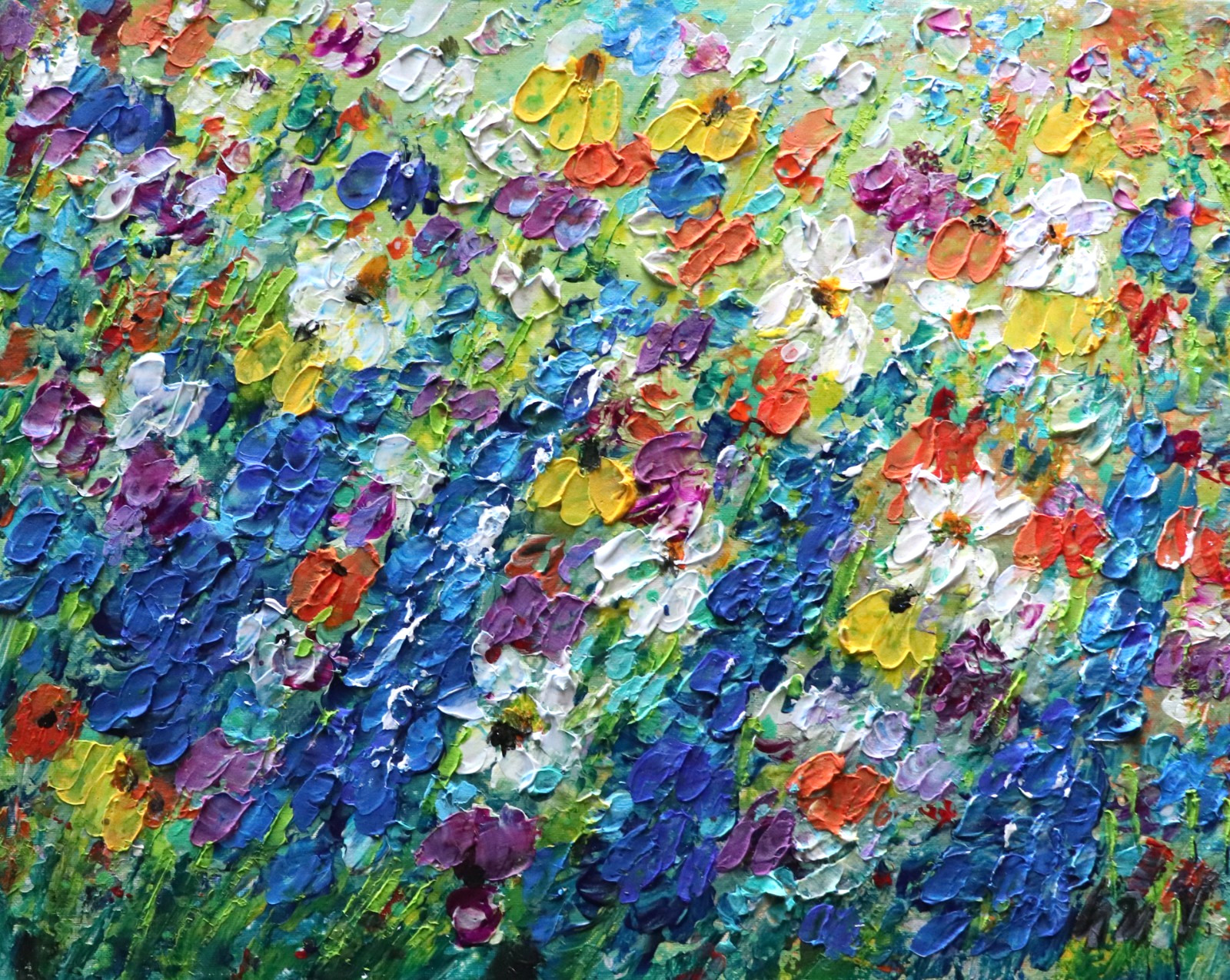 Lupine Wildflower Painting Original 20x16 Textured Floral Art Signed Canvas