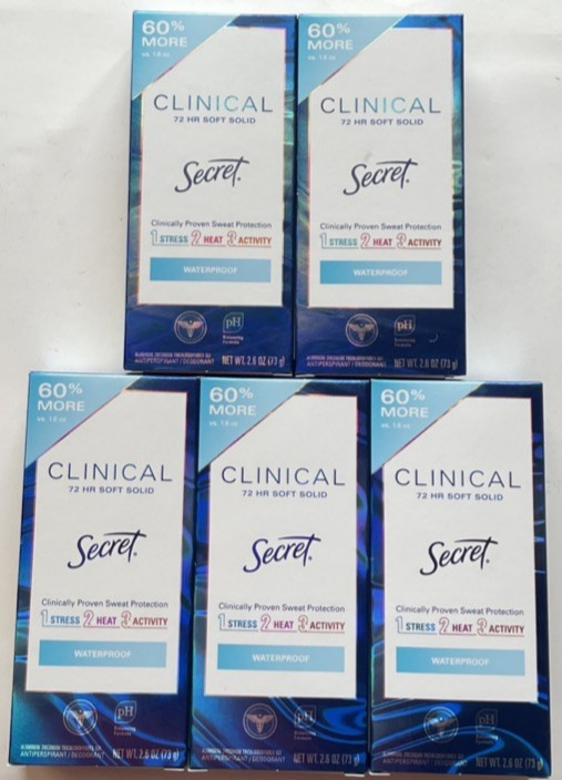 5 Secret Clinical 72 HR Soft Solid Waterproof 2.6 oz exp 05/2027 5 Secret Clinical 72 HR Soft Solid Waterproof 2.6 oz exp 05/2027