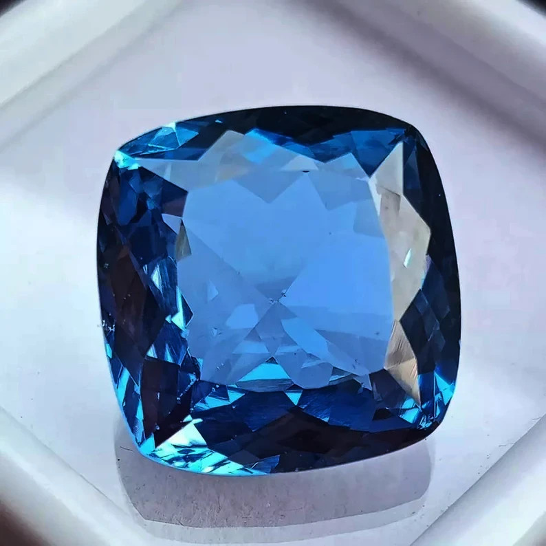 Flawless AAA++ Rare Natural Blue Aquamarine Cushion Cut Certified 10.00 Ct+ Gems