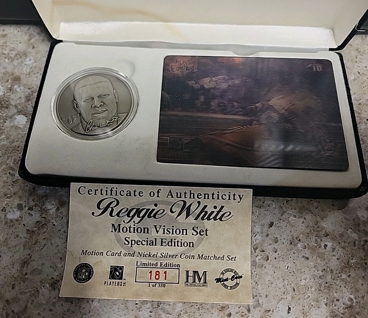 Reggie White Highland Mint Coin and Motion Vision Card Limited Edition Reggie White Highland Mint Coin and Motion Vision Card Limited Edition