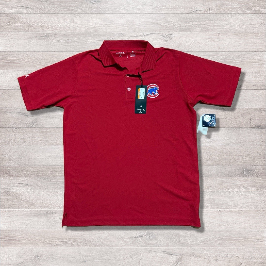 NEW NWT Antigua MLB Chicago Cubs Red Polo Shirt Medium Athletic