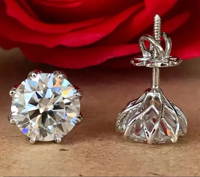 2Ct Round Cut Lab Created Solitaire Diamond Stud Earrings 14k White Gold Plated 2Ct Round Cut Lab Created Solitaire Diamond Stud Earrings 14k White Gold Plated