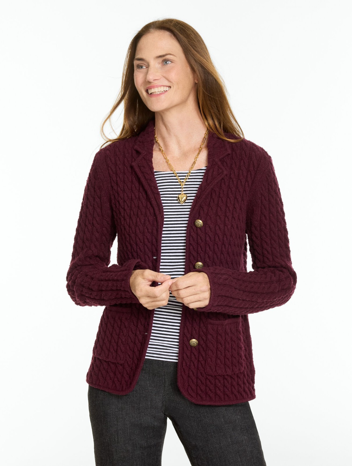 Cable Knit Blazer at Talbots, NWT $169, color RICH BURGUNDY, all size Cable Knit Blazer at Talbots, NWT $169, color RICH BURGUNDY, all size