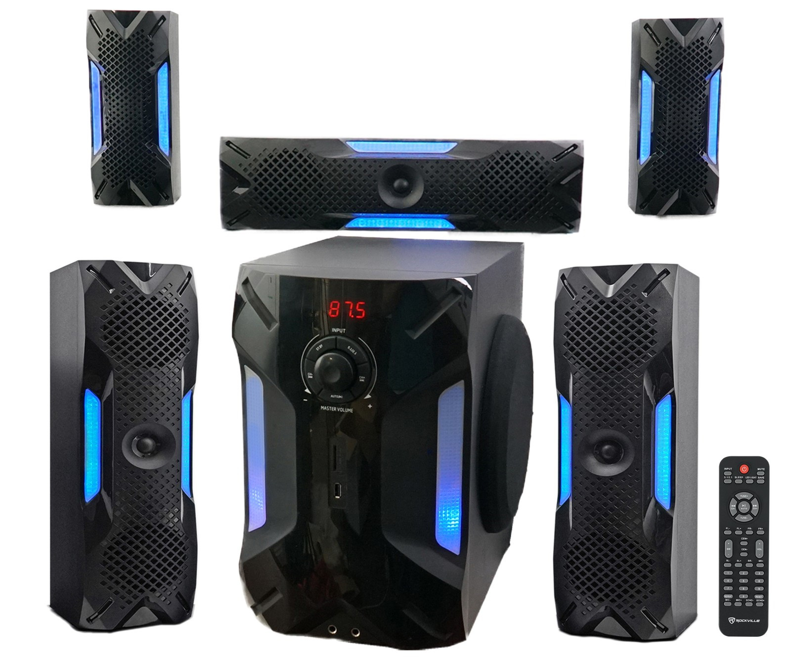 Rockville HTS56 1000W 5.1 Channel Home Theater System/Bluetoo Rockville HTS56 1000W 5.1 Channel Home Theater System/Bluetoo