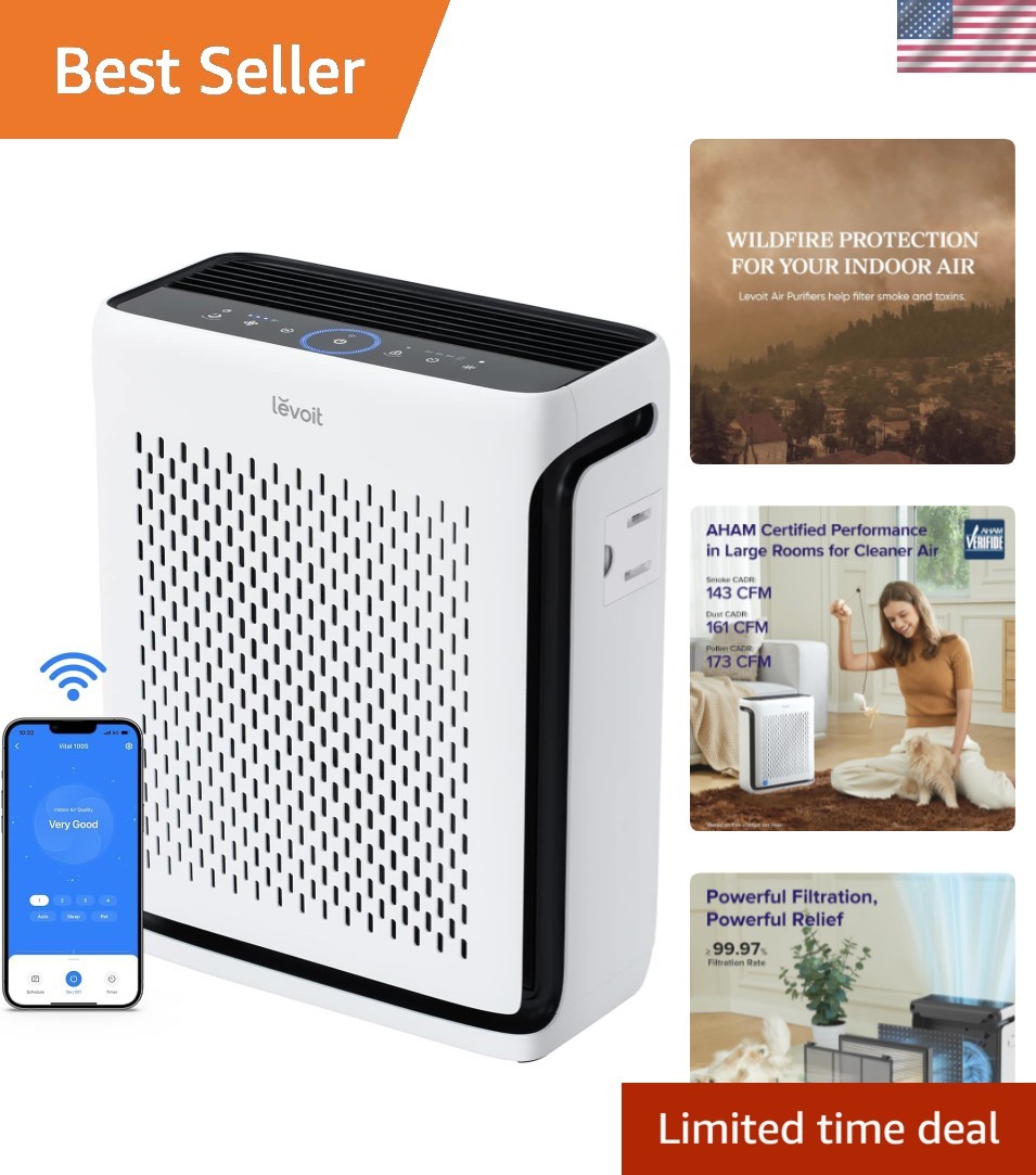 Whisper-Quiet Air Purifier with Smart Controls - Perfect for Bedrooms & Pets