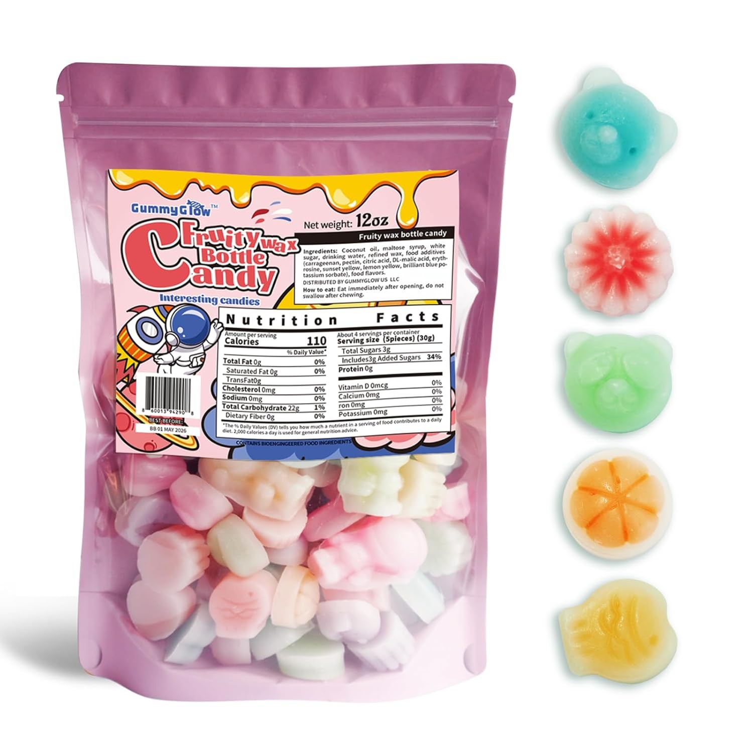 GummyGlow Wax bottle Candy 12oz 5 Delicious Fruit Flavors ASMR Tiktok choice GummyGlow Wax bottle Candy 12oz 5 Delicious Fruit Flavors ASMR Tiktok choice
