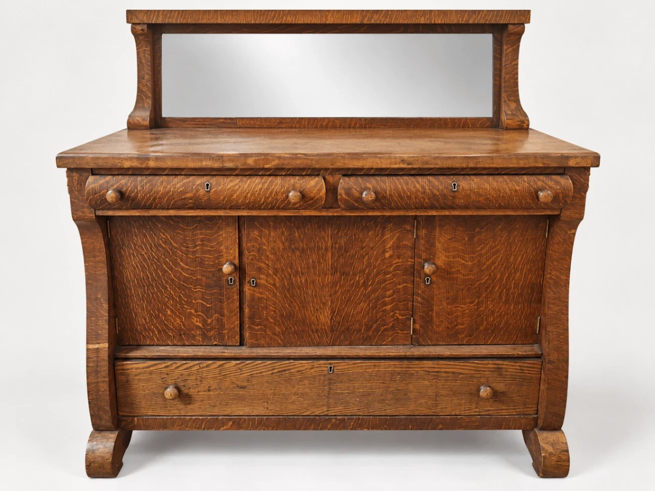 Antique Quarter Sawn Oak Sideboard Buffet Mirror Back Dining Room