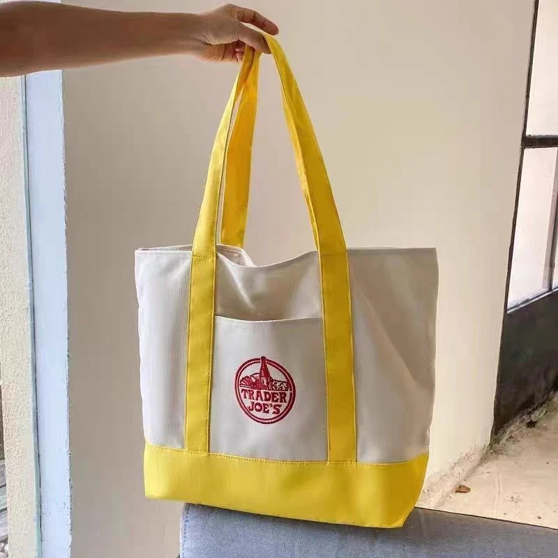 Trader Joe’s LARGE YELLOW Reusable Canvas Tote Bag NEW with TAG US STOCK