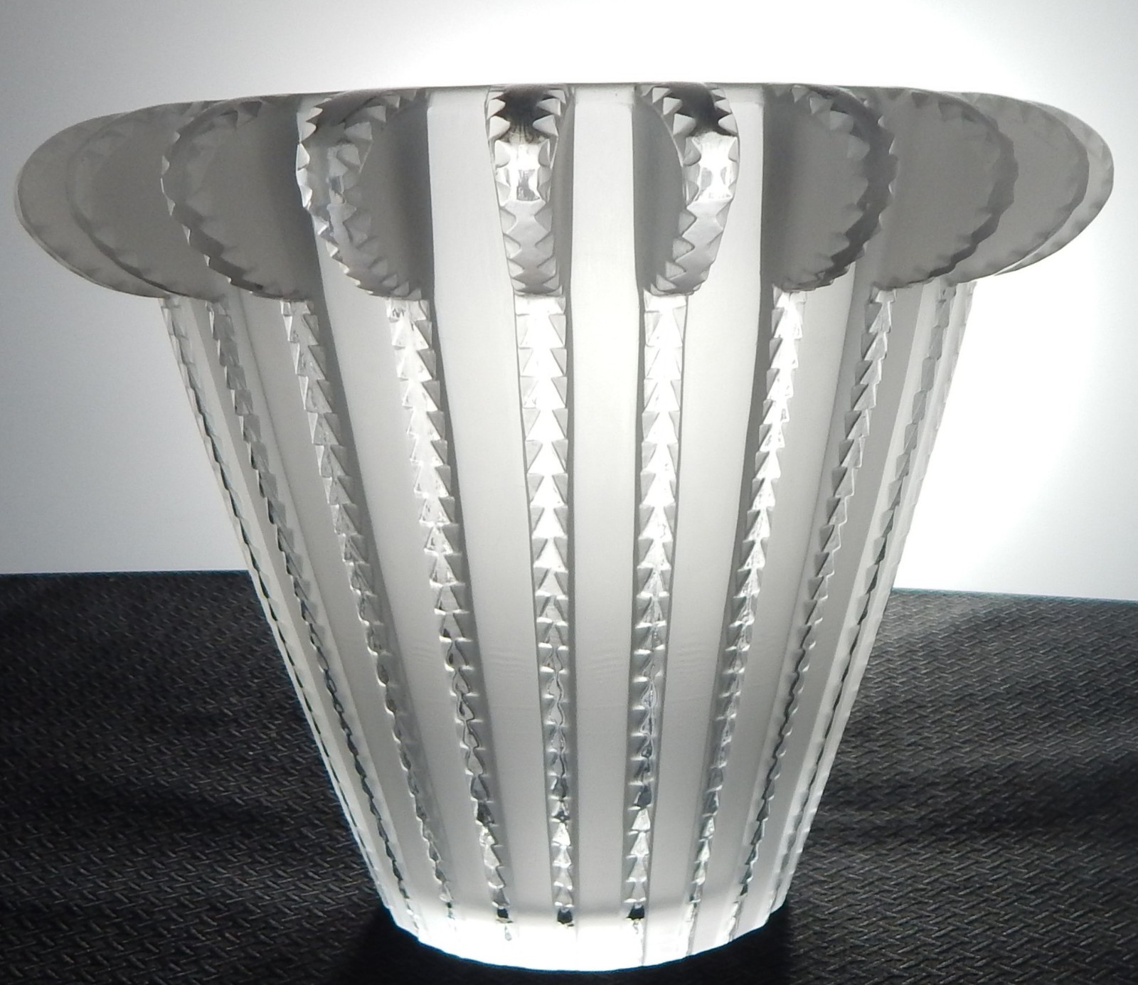 Vintage Lalique Royat Cut Crystal Vase, c1936 Rene Lalique Frosted Heavy 6.5\