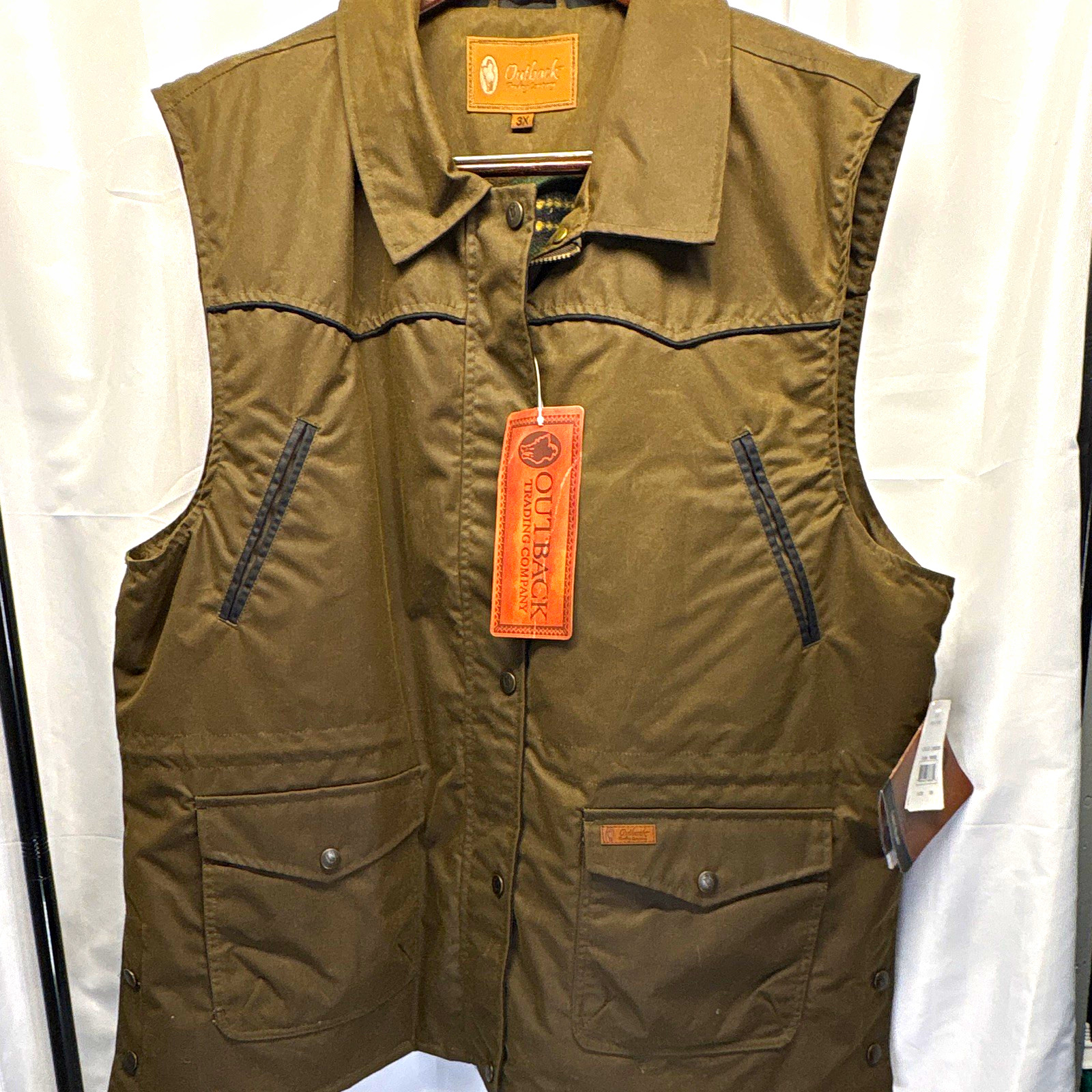 Outback Trading Co. Women\'s 3X Bronze Oilskin Vest Waterproof Pockets Outback Trading Co. Women\'s 3X Bronze Oilskin Vest Waterproof Pockets