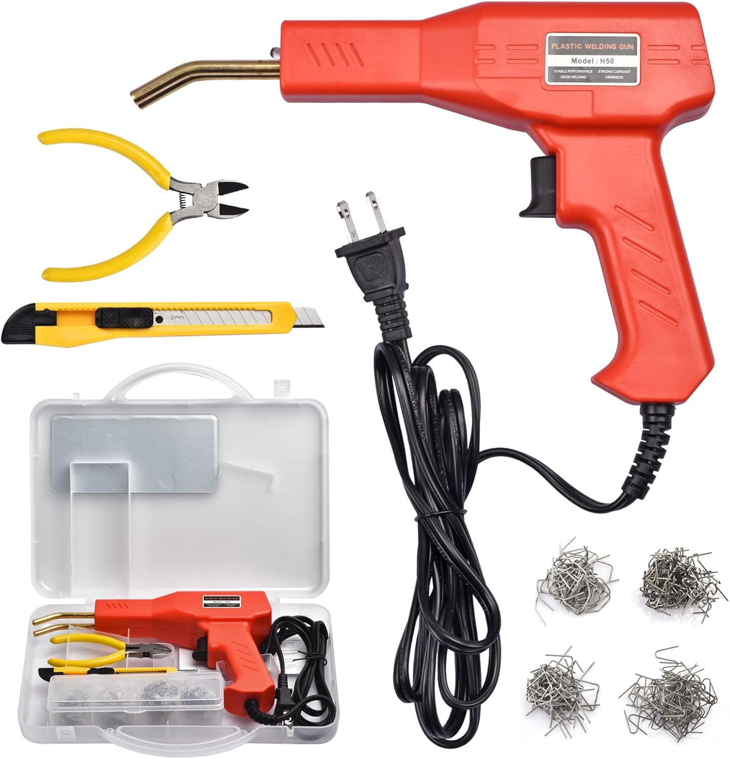 Plastic Welder Kit Soldering Hot Stapler Bumper Repair Welding Gun 200 Staples