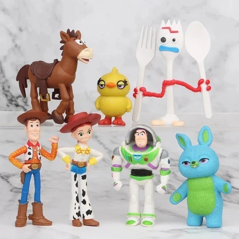 7Pcs Toy Story 4 Action Figures Set Woody Buzz Jessie Forky Model Doll - no box