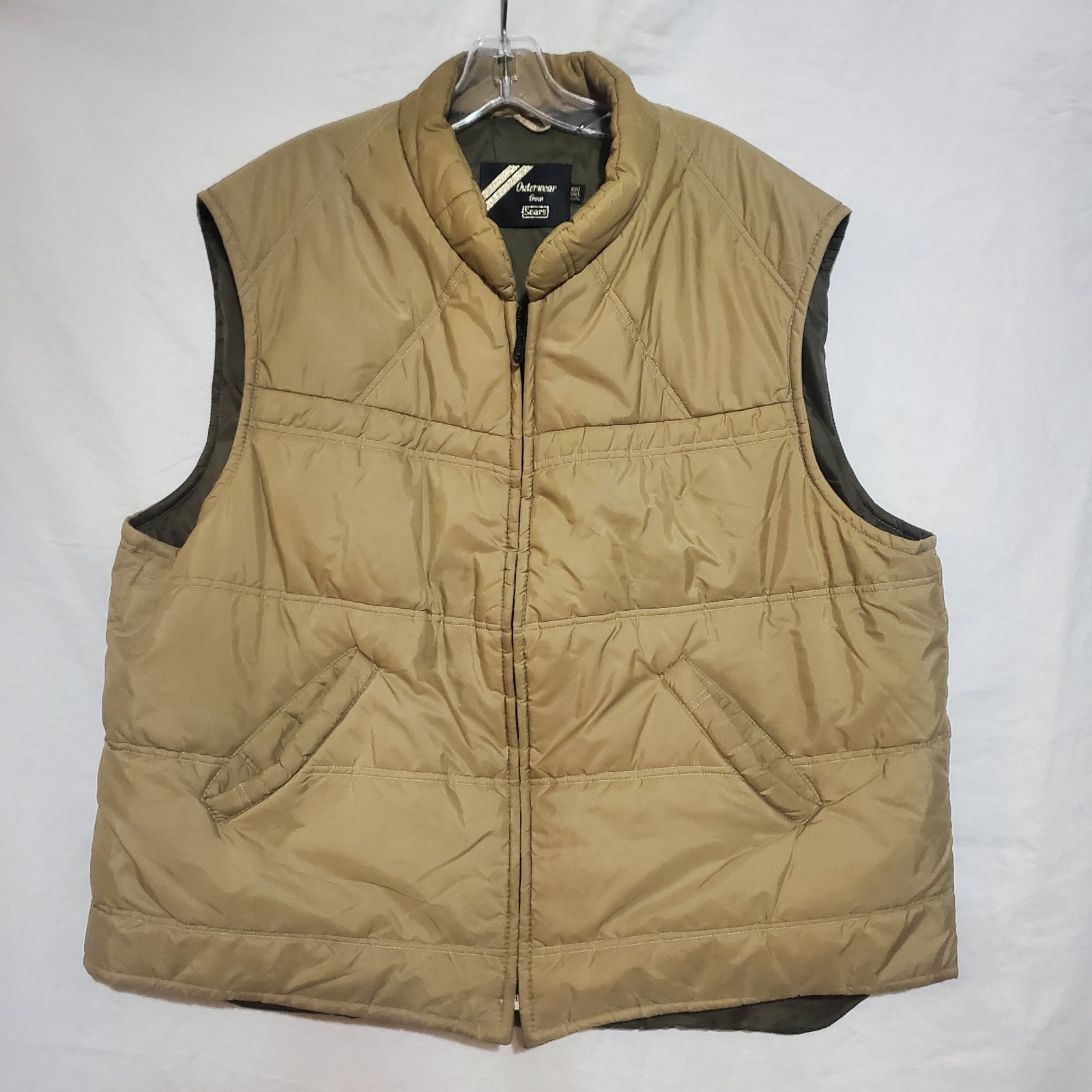 Vintage Sears Outerwear Men\'s Beige Puffer Vest Big & Tall 3XL Sleeveless Jacket Vintage Sears Outerwear Men\'s Beige Puffer Vest Big & Tall 3XL Sleeveless Jacket