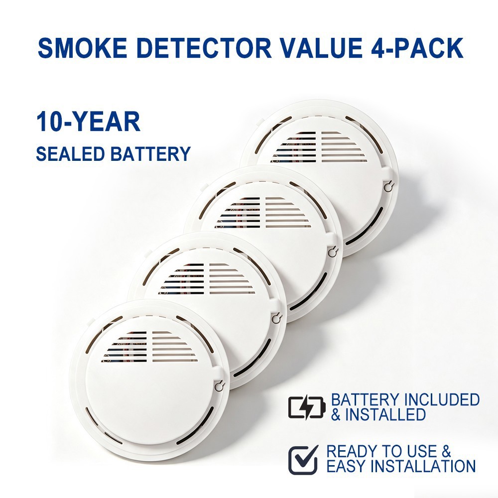 4PCS Smoke Alarm Detector Home Safety Sensor Alert Sensors Battery 2026 NEW✔️