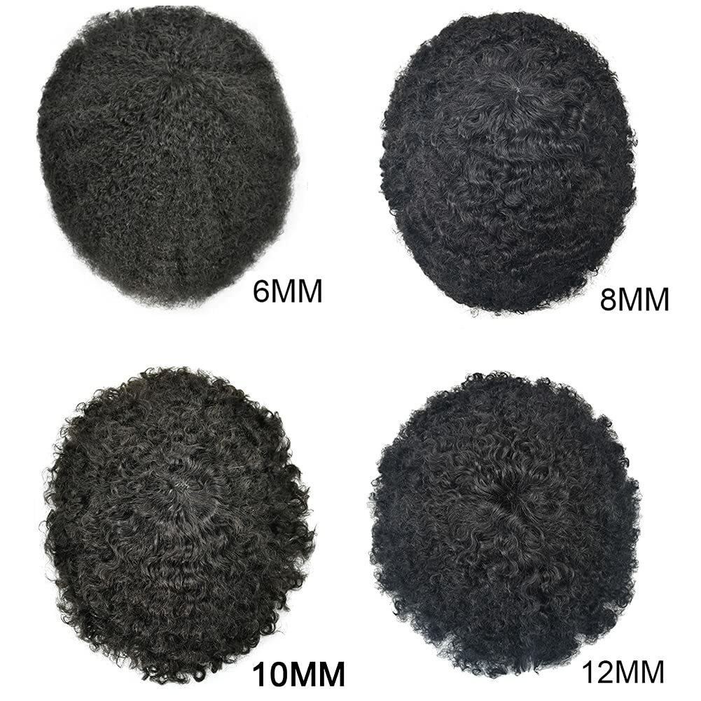 Afro Curl Mens Toupee Poly Skin Pu African American Hair System Breathable Holes