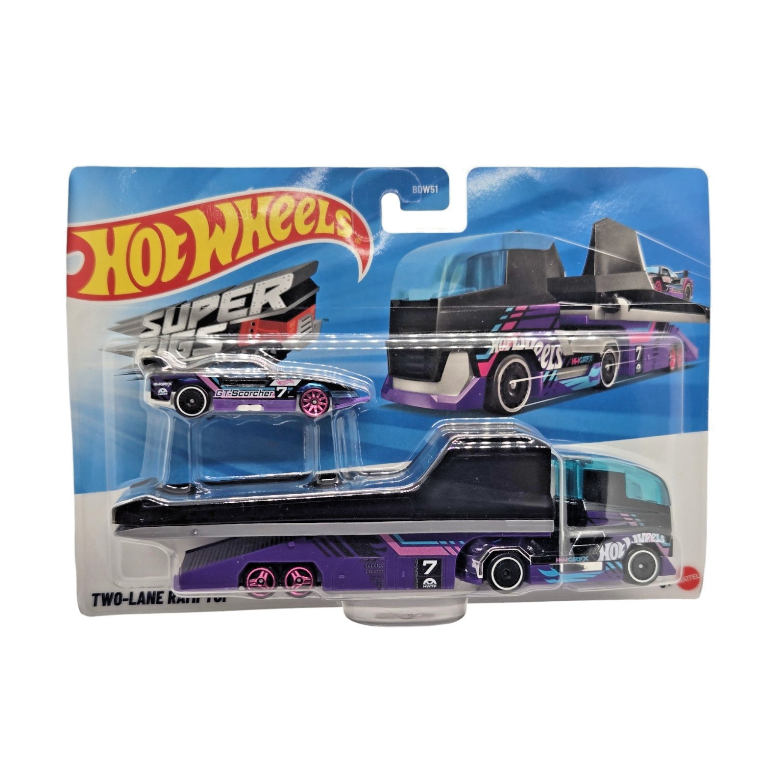 2026 Hot Wheels Two-Lane Ramptop with GT Scorcher SUPER RIGS  HTF