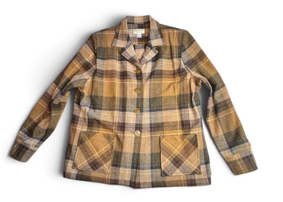 Vintage Pendleton Heritage WOOL 49er Jacket Brown Plaid Women\'s Button Pocket XL Vintage Pendleton Heritage WOOL 49er Jacket Brown Plaid Women\'s Button Pocket XL