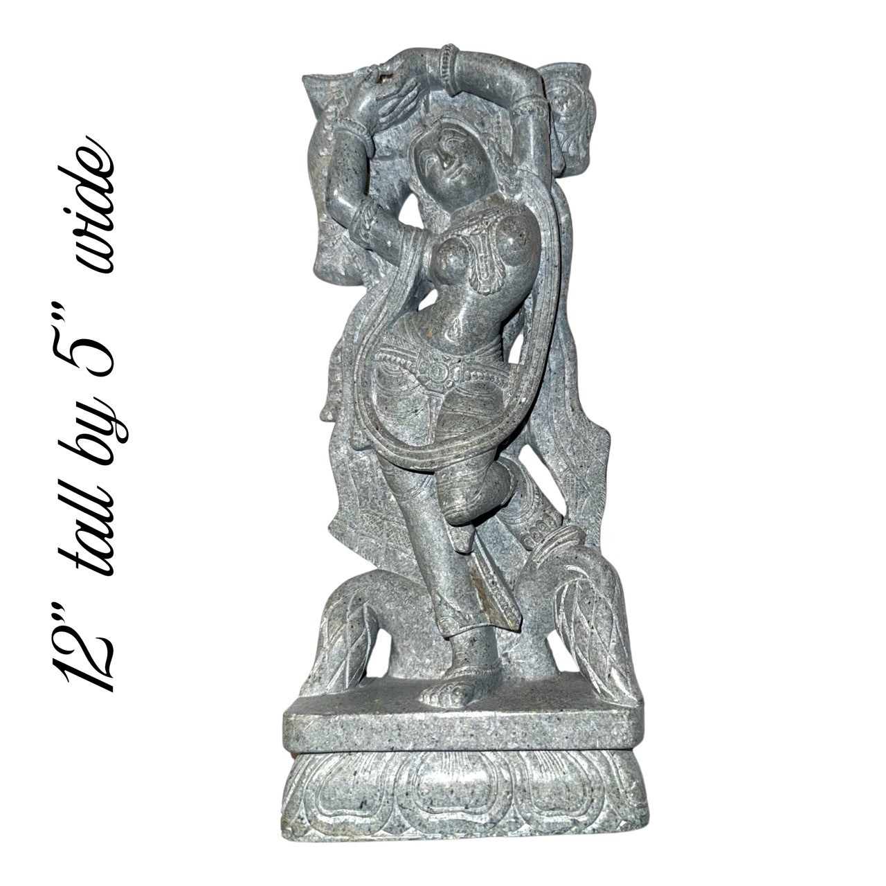 Vintage Indian Soapstone Celestial Dancer Apsara Sculpture 12” Hand Carved