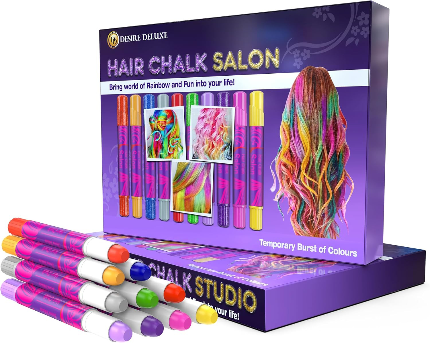Girls Gifts Hair Chalk - 10 Temporary Washable Color Pens for Kids, Teenage, Mak