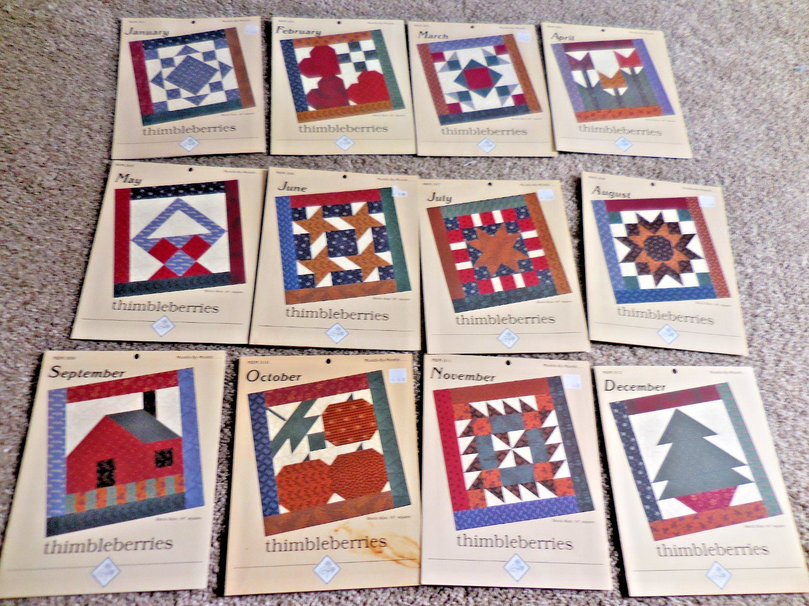 Set of 12 Thimbleberries Month by Month Quilt Pattern Complete Set of 12 Thimbleberries Month by Month Quilt Pattern Complete