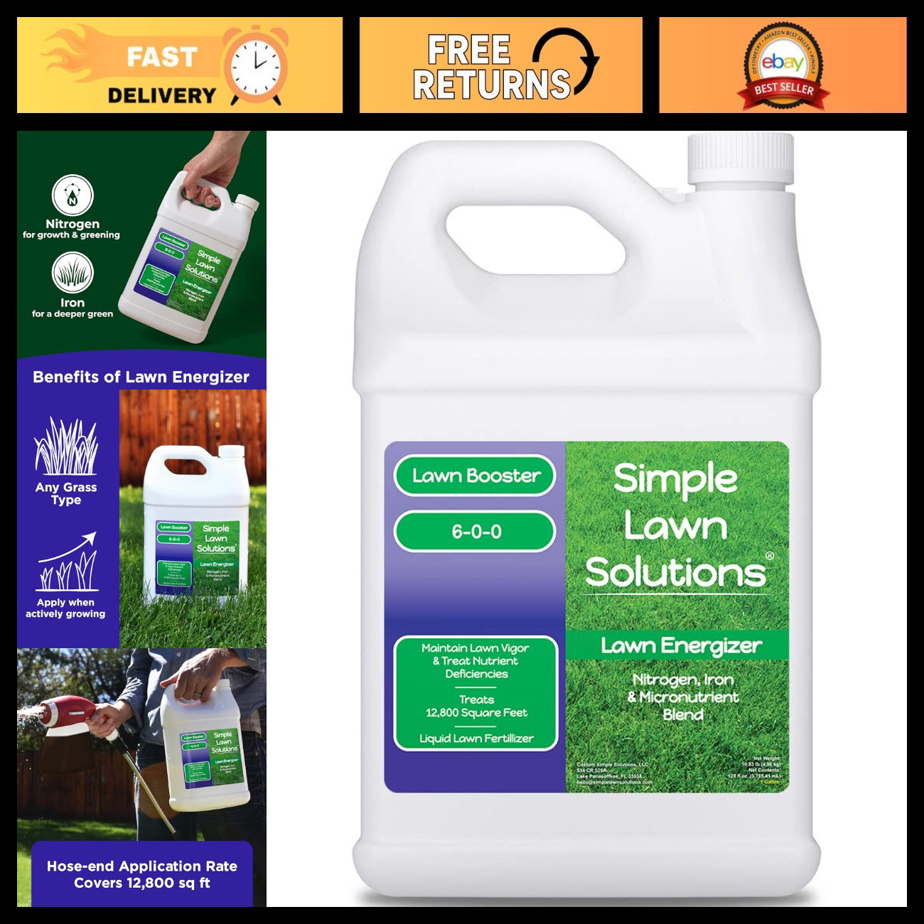 Commercial Lawn Energizer - Nitrogen & Iron Fertilizer Booster Spray for All Gra Commercial Lawn Energizer - Nitrogen & Iron Fertilizer Booster Spray for All Gra