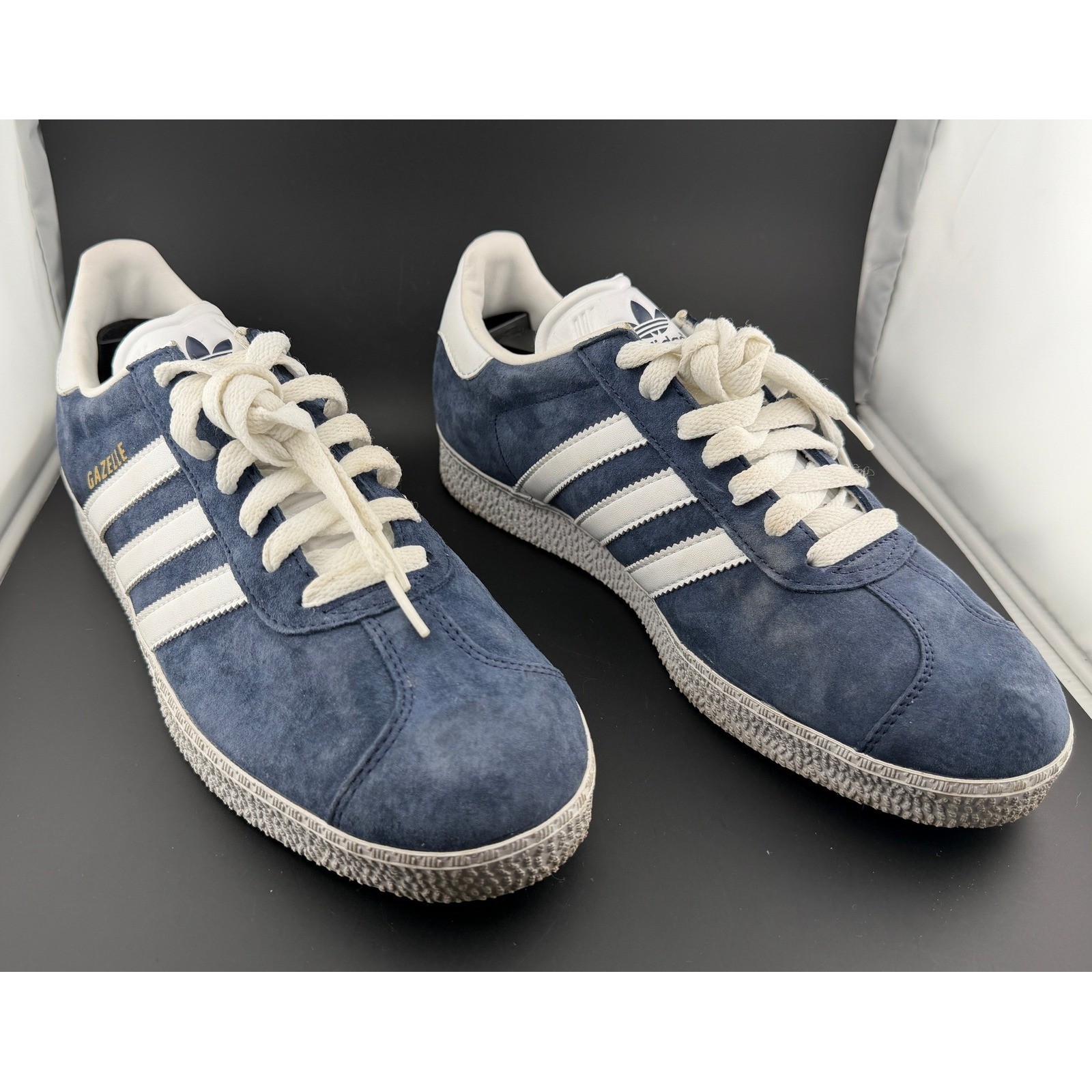 Adidas Gazelle OG-Low Top Trainers, Navy Blue, Suede Sneakers, 034581, Mens 8