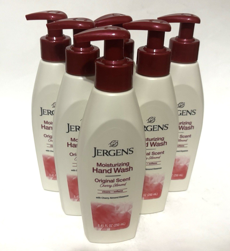 Jergens Hand Wash Cherry Almond Original Scent Liquid Soap 8.45 oz Lot of 6