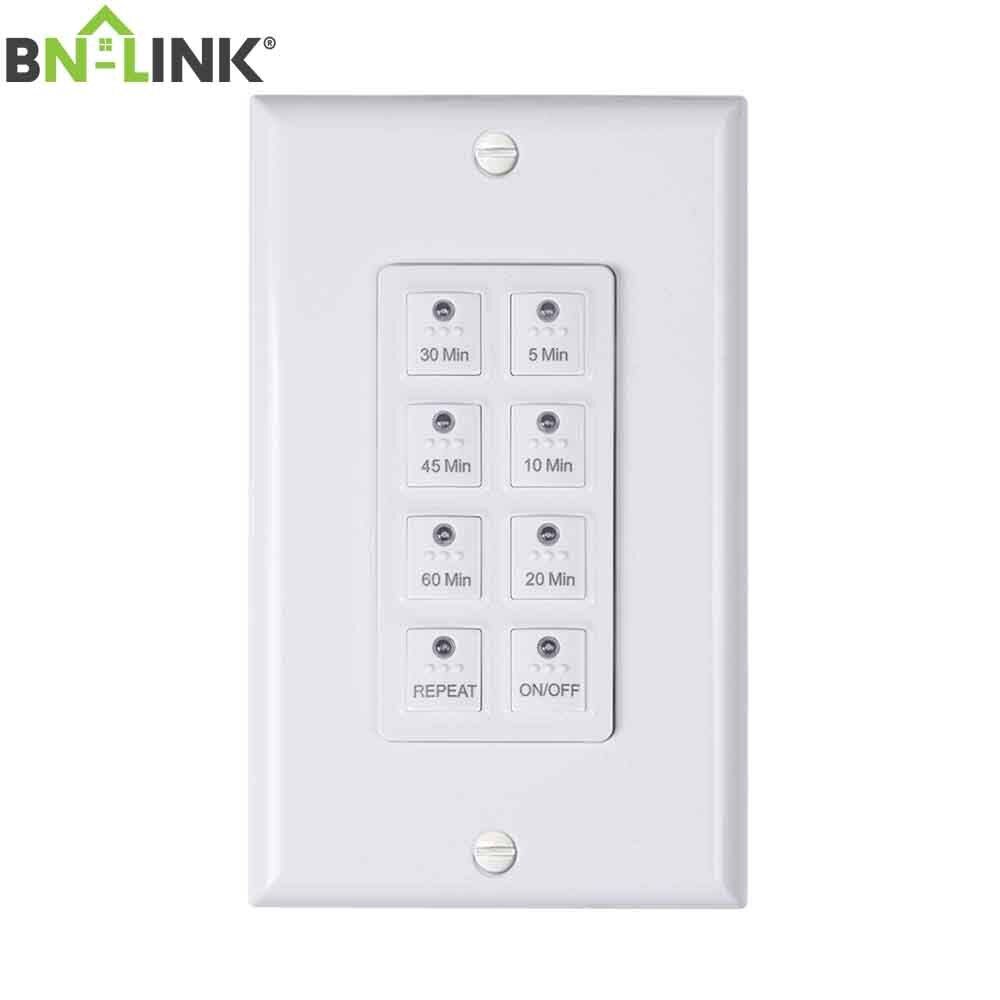 BN-LINK Countdown Digital in-Wall Timer Switch W/ Push Button 5-10-20-30-45-60m
