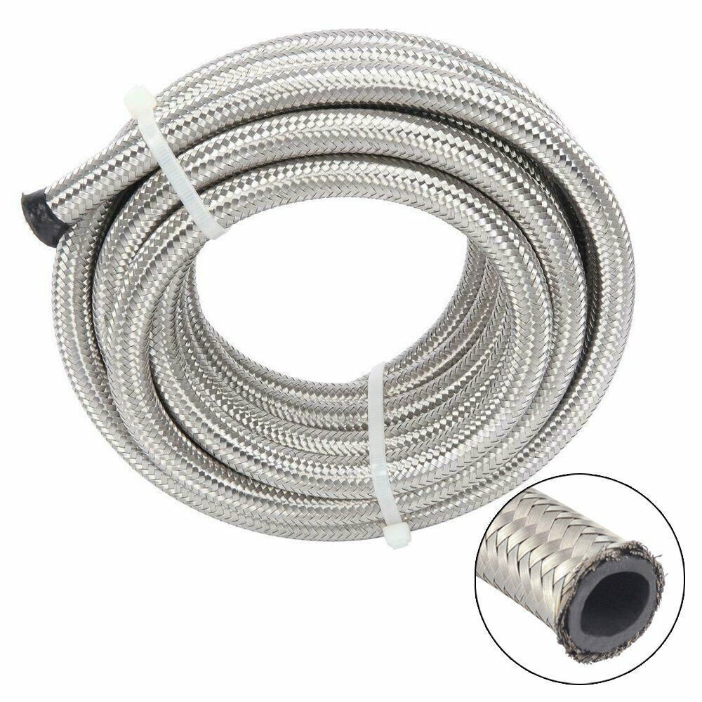4AN/6AN/8AN/10AN/12AN Stainless Steel Braided CPE Fuel/Oil/Gas Hose Line Silver