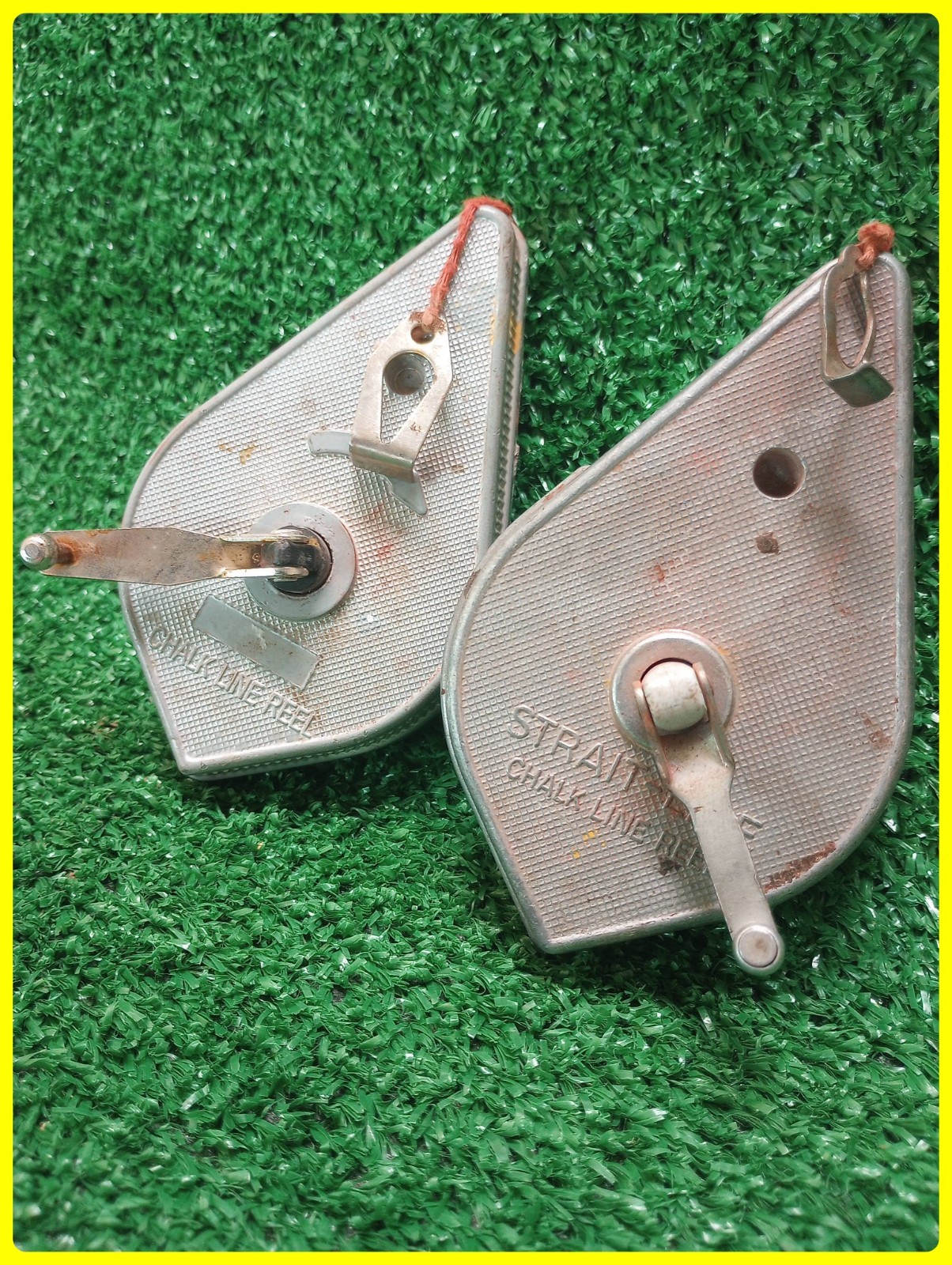 Vintage Strait-Line Chalk Line Reel Lot Of 2 Red Chalk Line Tool Carpentry Vintage Strait-Line Chalk Line Reel Lot Of 2 Red Chalk Line Tool Carpentry
