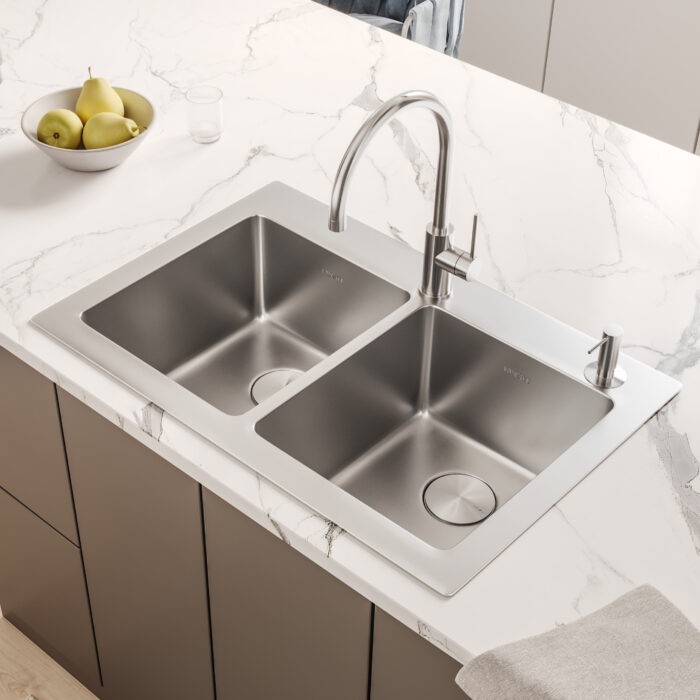 Ruvati 33 x 22 inch Topmount 16 G Double Bowl Kitchen Sink - RVM5150 Ruvati 33 x 22 inch Topmount 16 G Double Bowl Kitchen Sink - RVM5150