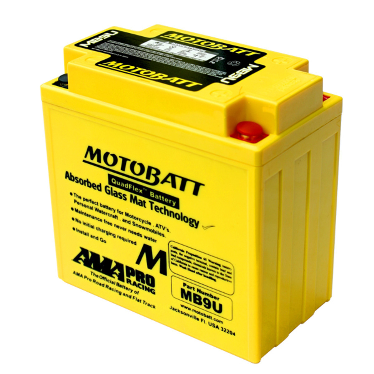 MotoBatt MB9U 11Ah 140 CCA AGM Powersports Battery replaces YB9A YB9AA YB9A2