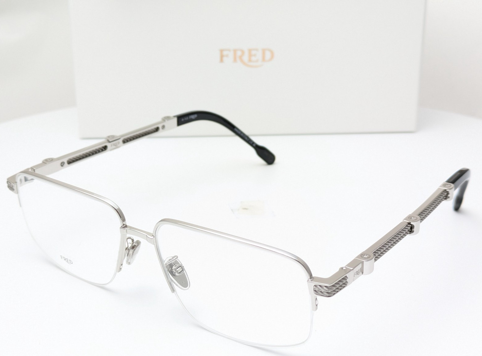 Fred FG50039U 016 Silver Palladium Metal Men\'s Eyeglasses Frames 58-15-150