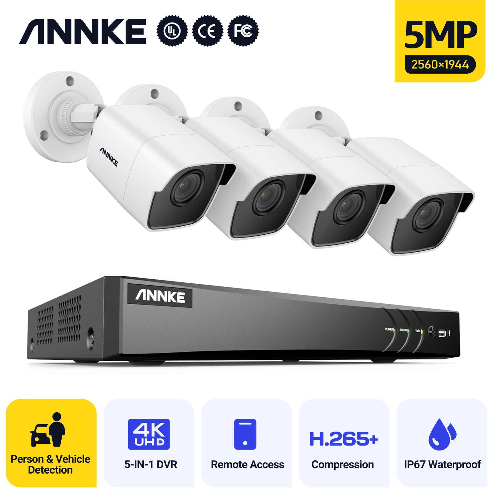ANNKE 4K Ultra HD 5MP/8MP 8CH DVR Video CCTV Home Security Camera System Outdoor