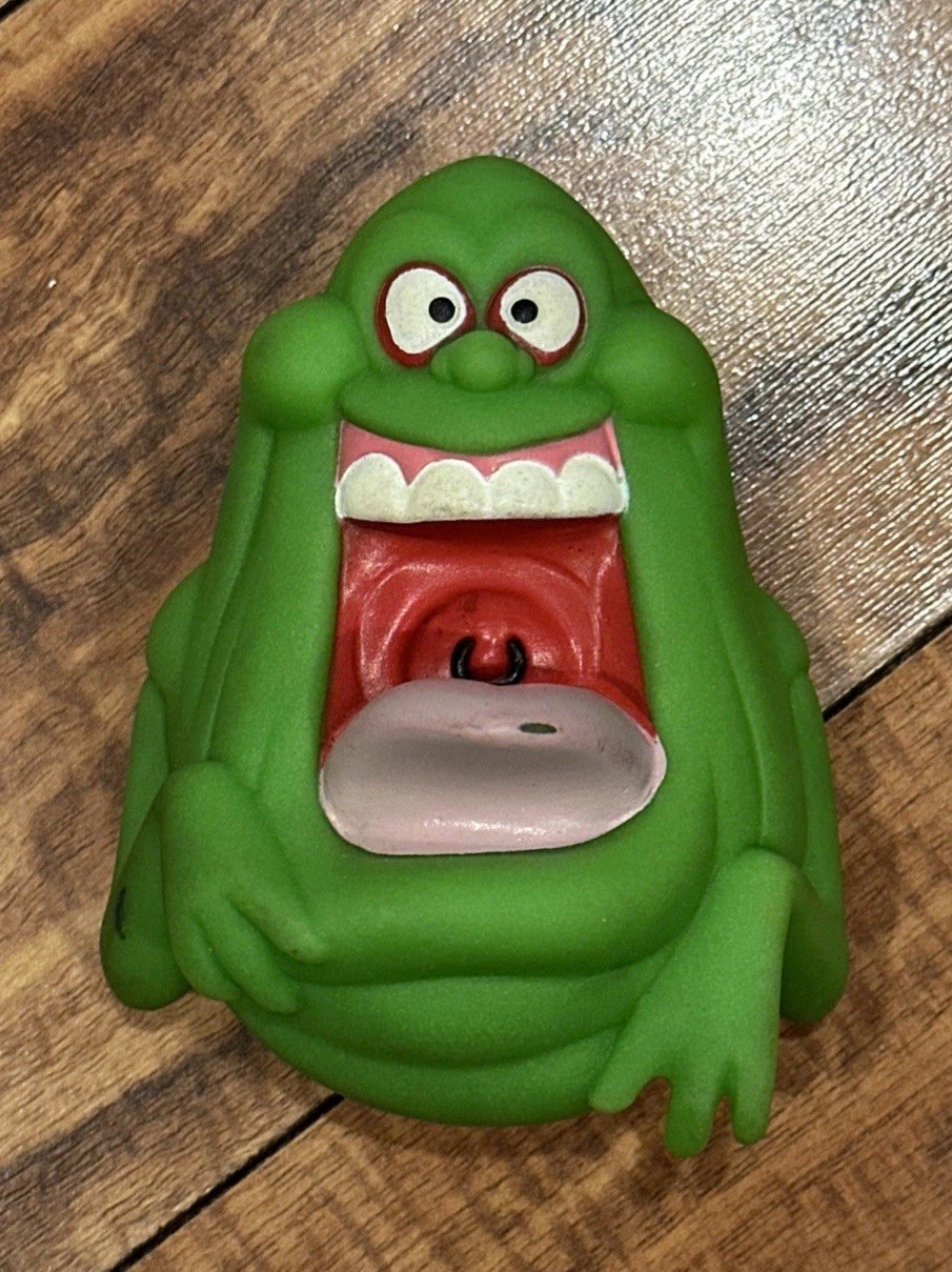 Rare VTG 1988 Slimer The Real Ghostbusters Green Rubber Coin Bank Holder 4.5