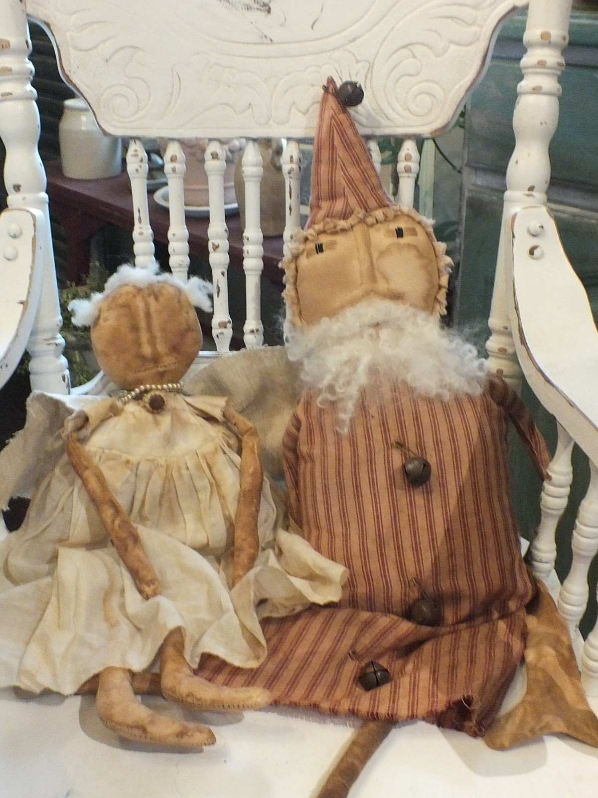primitive doll set 27 inch santa and 19 inch angel primitive doll set 27 inch santa and 19 inch angel
