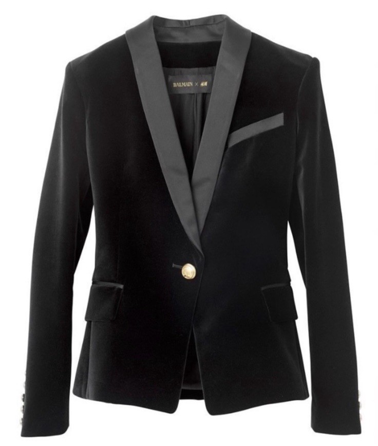 H&M x Balmain Black Velvet Blazer Size 6 H&M x Balmain Black Velvet Blazer Size 6