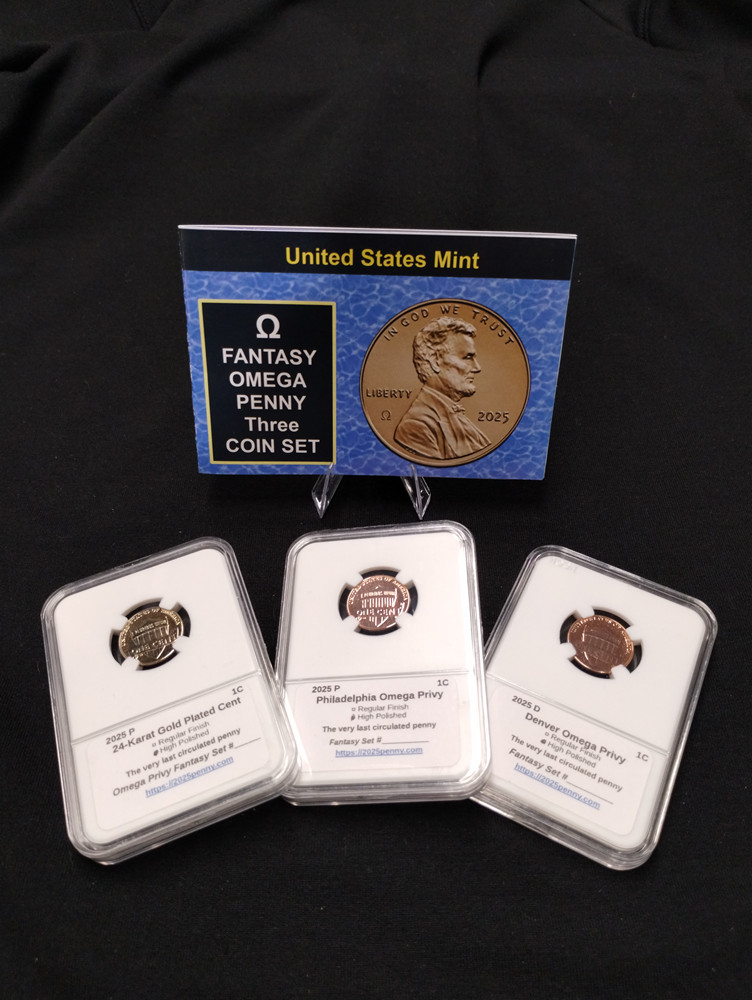 2025 Omega Penny - 3 Coin Fantasy set - Lasered Omega Privy Mark