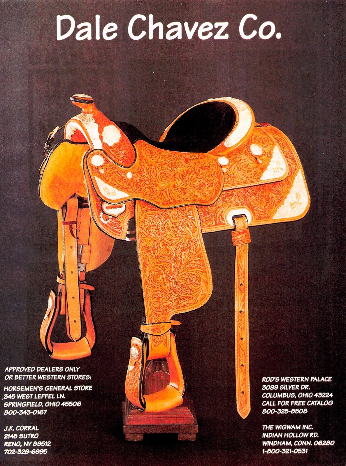 Dale Chavez Tooled Leather Show Saddle Rod's Western Palace Columbus OH Print Ad