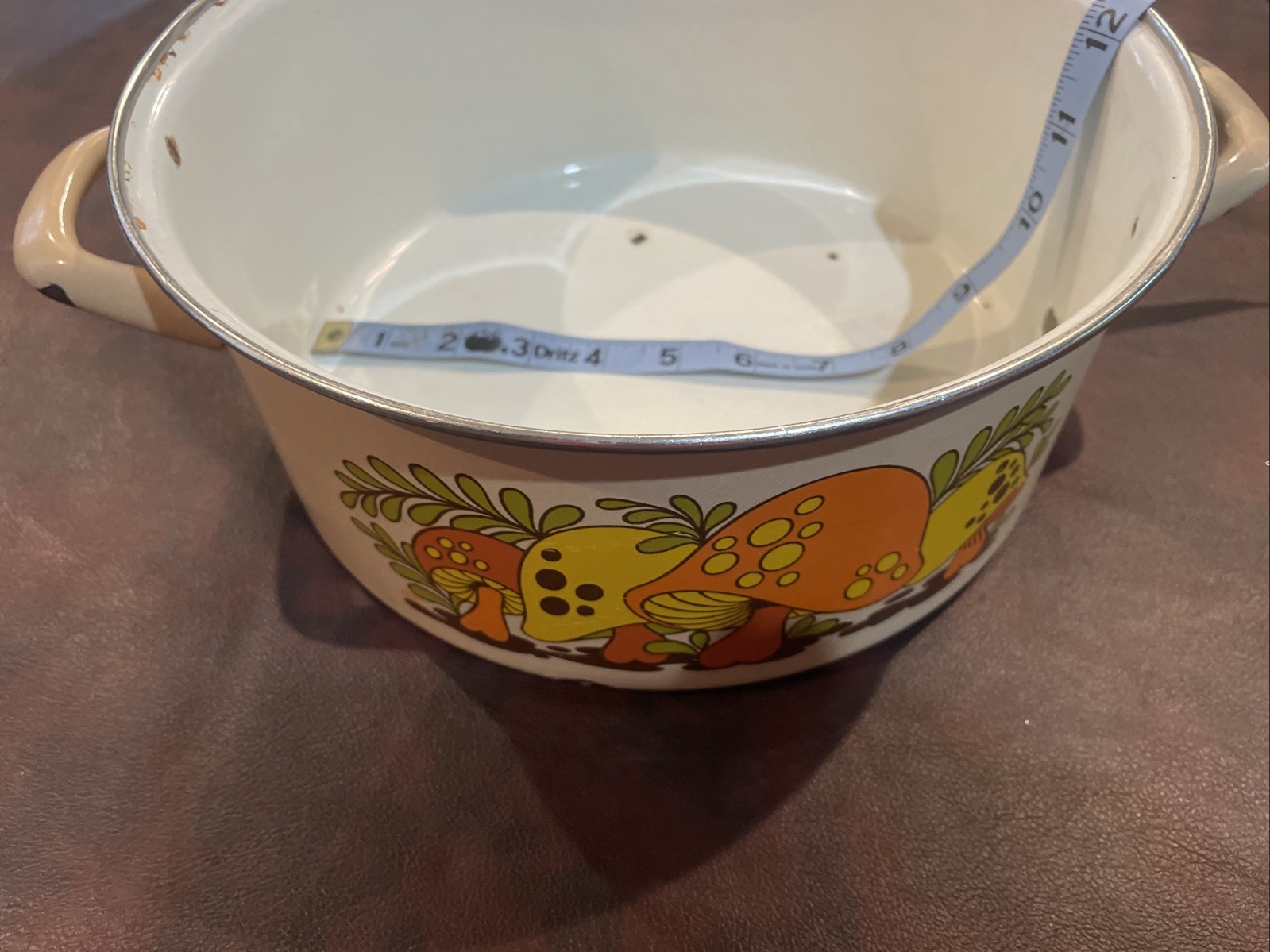 Vintage 1970’s Mushroom Cast Enamel Pot Vintage 1970’s Mushroom Cast Enamel Pot