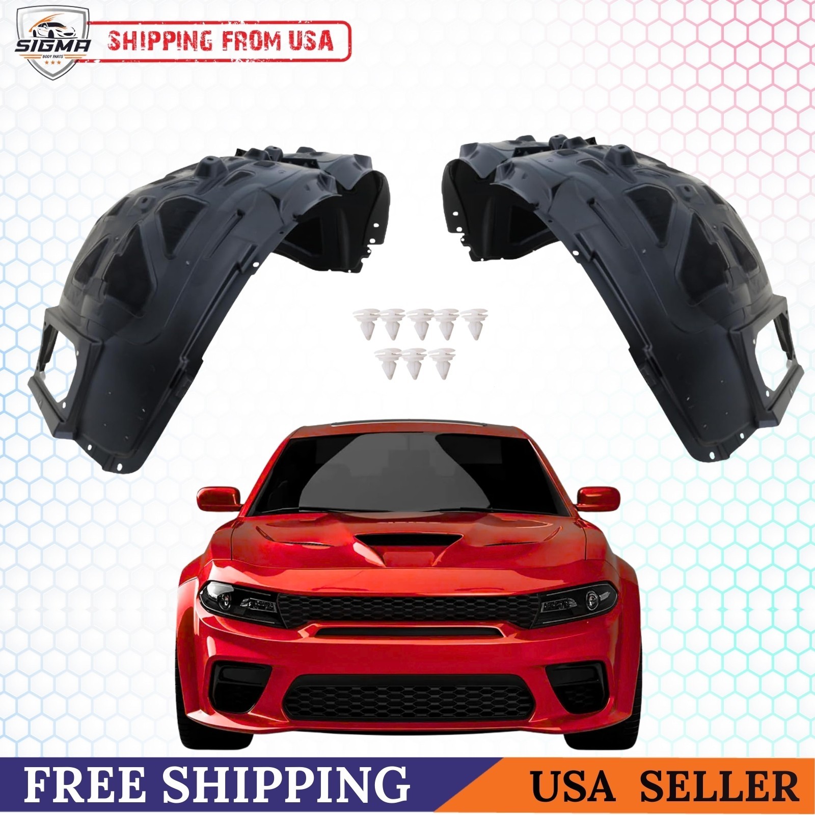 Fits 2020-2023 Dodge Charger Widebody Left & Right Front Inner Fender Liner Pair Fits 2020-2023 Dodge Charger Widebody Left & Right Front Inner Fender Liner Pair