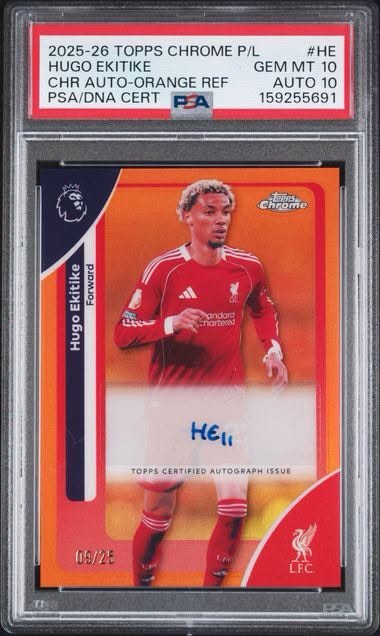 2025-2026 TOPPS CHROME PREMIER LEAGUE CHROME AUTO Liverpool Hugo Ekitike /25 2025-2026 TOPPS CHROME PREMIER LEAGUE CHROME AUTO Liverpool Hugo Ekitike /25