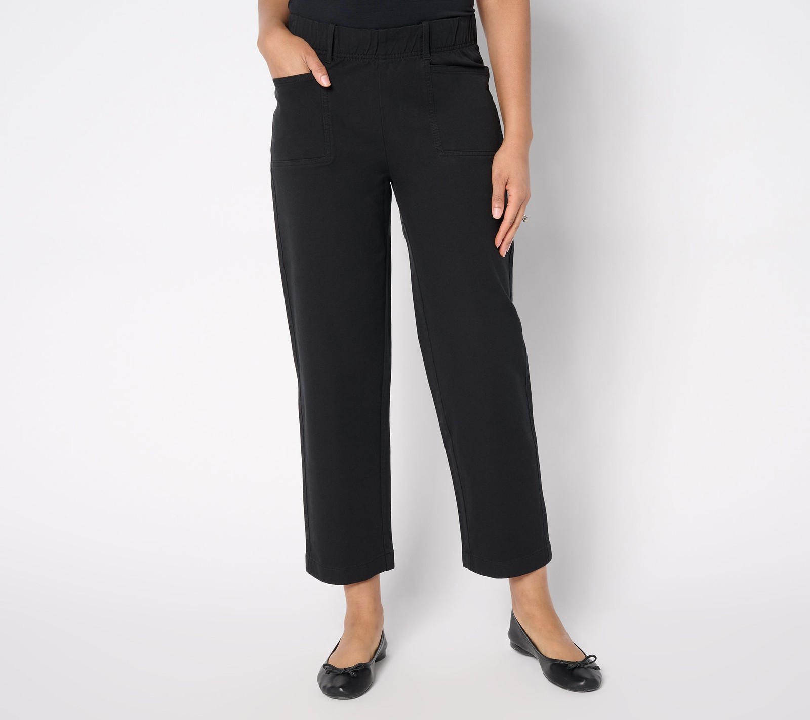 Anybody Women\'s Pants Sz M All-Stretch Twill Straight Leg Ankle Black A683177