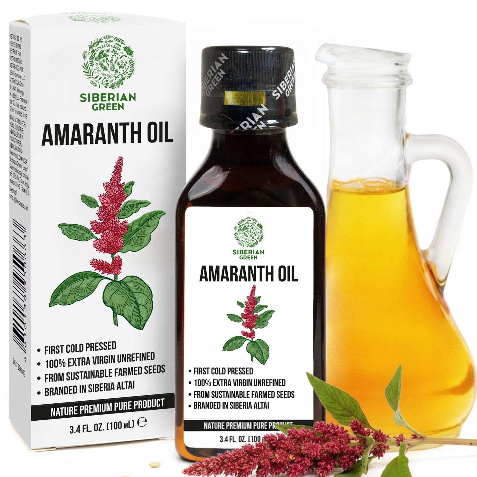 Extra Virgin Amaranth Seed Oil Cold Pressed High Squalene Skin Hair Cooking 100m