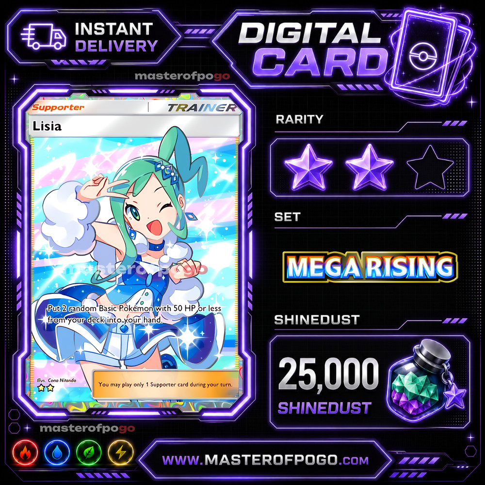 Pokemon TCG Pocket - Lisia - Full Art 2 Star - Trainer - English - Fast Trade Pokemon TCG Pocket - Lisia - Full Art 2 Star - Trainer - English - Fast Trade